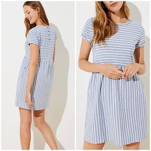 LOFT PLUS ✨ Babydoll Dress Blue White Stripe With Pockets Size 20/22